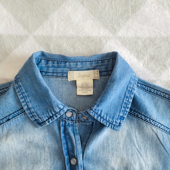 JAPNA Cotton Lightweight Classic Blue Shirt, Long Sleeve Casual Shirt, Size S - Picture 3 of 9